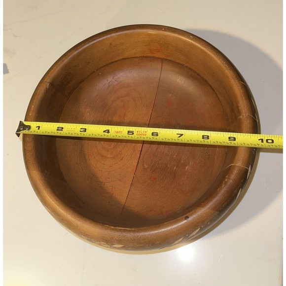 Rare Carved Wheat Motif Mid Century Baribocraft Wood Serving Bowl Salad Fruit - Picture 6 of 8